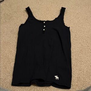 Abercrombie & Fitch girl’s Black Ribbed Lace-Trim Camisole